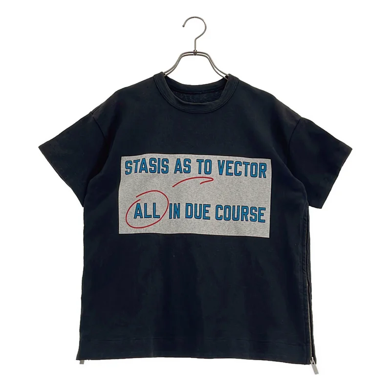 sacai / サカイ | コットン サイドジップ STASIS AS TO VECTOR プリント Tシャツ | 1 | レディース