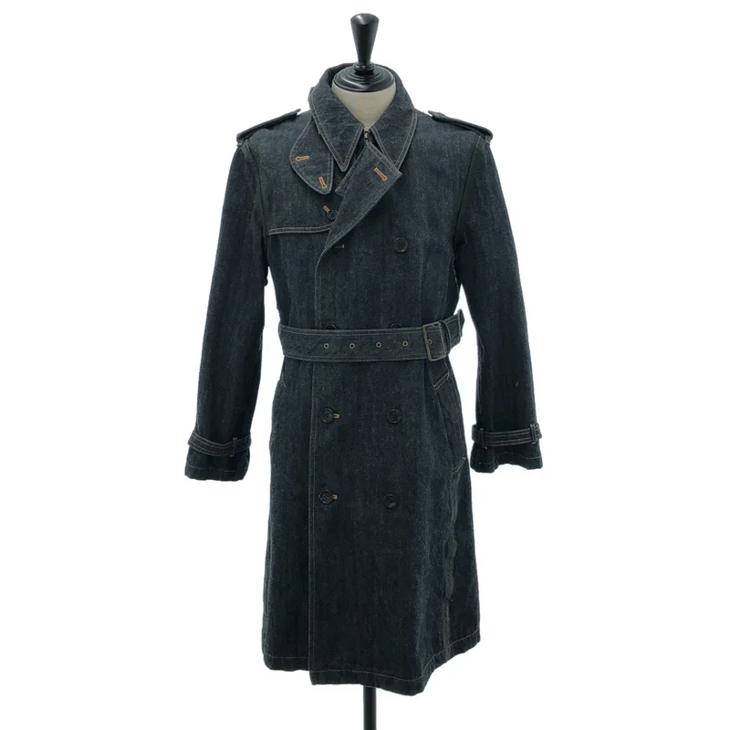 COMME des GARCONS HOMME / コムデギャルソンオム | 2003AW | 製品洗い チンストラップ ベルテッド デニム オーバーコート | M | メンズ