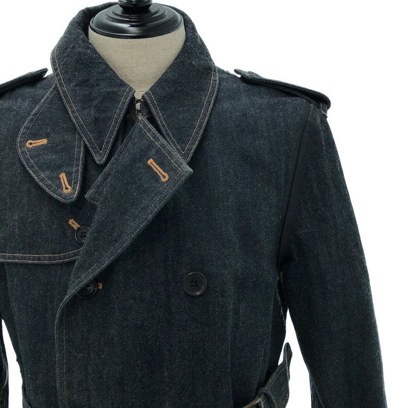 COMME des GARCONS HOMME / コムデギャルソンオム | 2003AW | 製品洗い チンストラップ ベルテッド デニム オーバーコート | M | メンズ