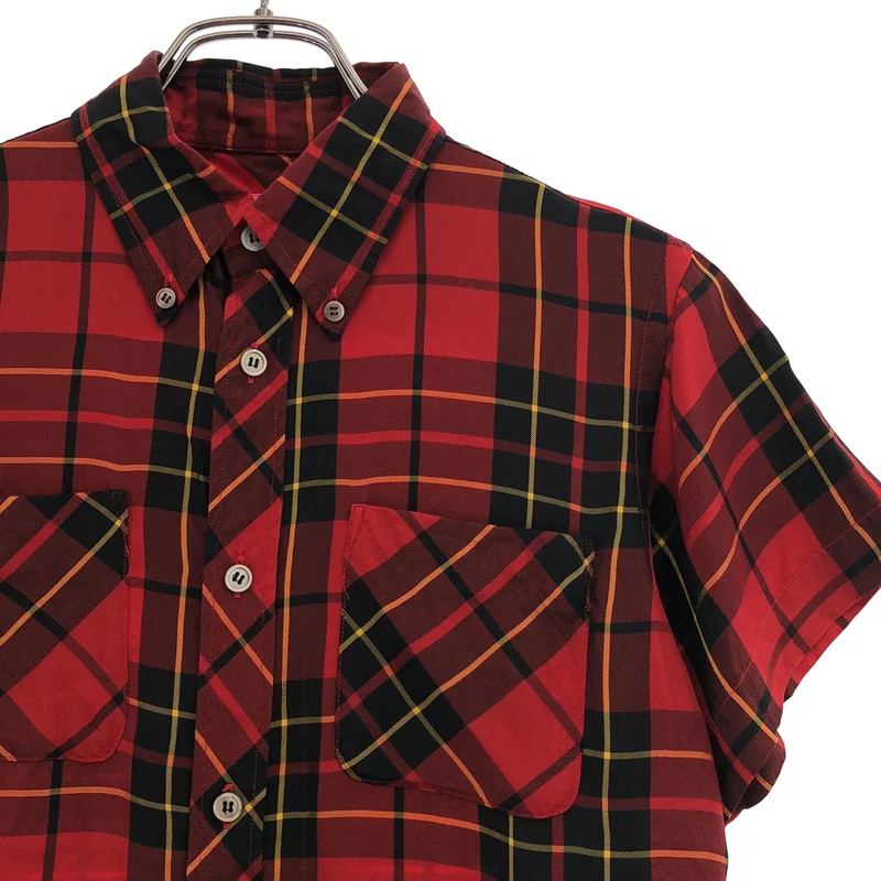 JUNYAWATANABE COMMEdesGARCONS MAN / ジュンヤワタナベマン | 2003AW | pink / チェック ボタンダウン ハーフスリーブシャツ | S | レディース