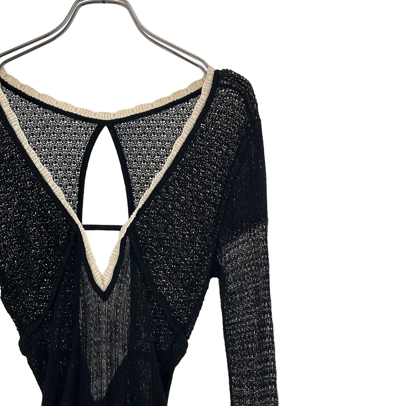 FETICO / フェティコ | LACE KNIT V-NECK BODYSUIT / コットン シルク ニット ボディースーツ | 1 | レディース