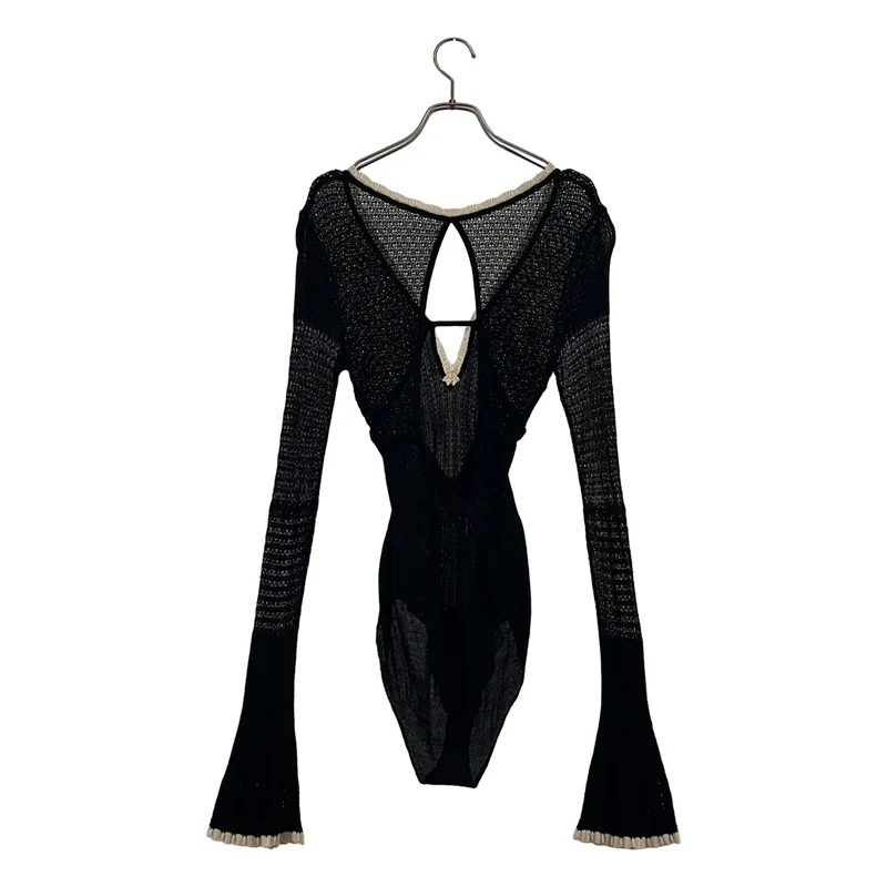 FETICO / フェティコ | LACE KNIT V-NECK BODYSUIT / コットン シルク ニット ボディースーツ | 1 | レディース