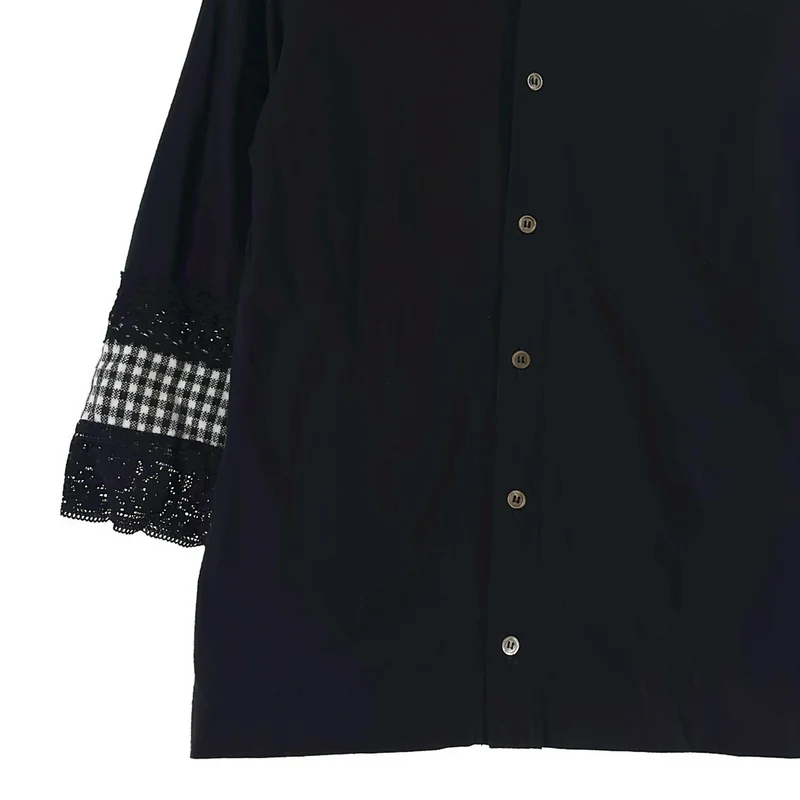 tricot COMME des GARCONS / トリココムデギャルソン | 2014SS | コットン レース切替 丸襟 シャツ トップス | S | レディース