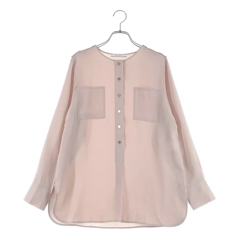BEIGE， / ベイジ | 金ボタン ノーカラー シャツ ブラウス | 2 | レディース
