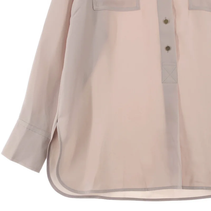 BEIGE， / ベイジ | 金ボタン ノーカラー シャツ ブラウス | 2 | レディース