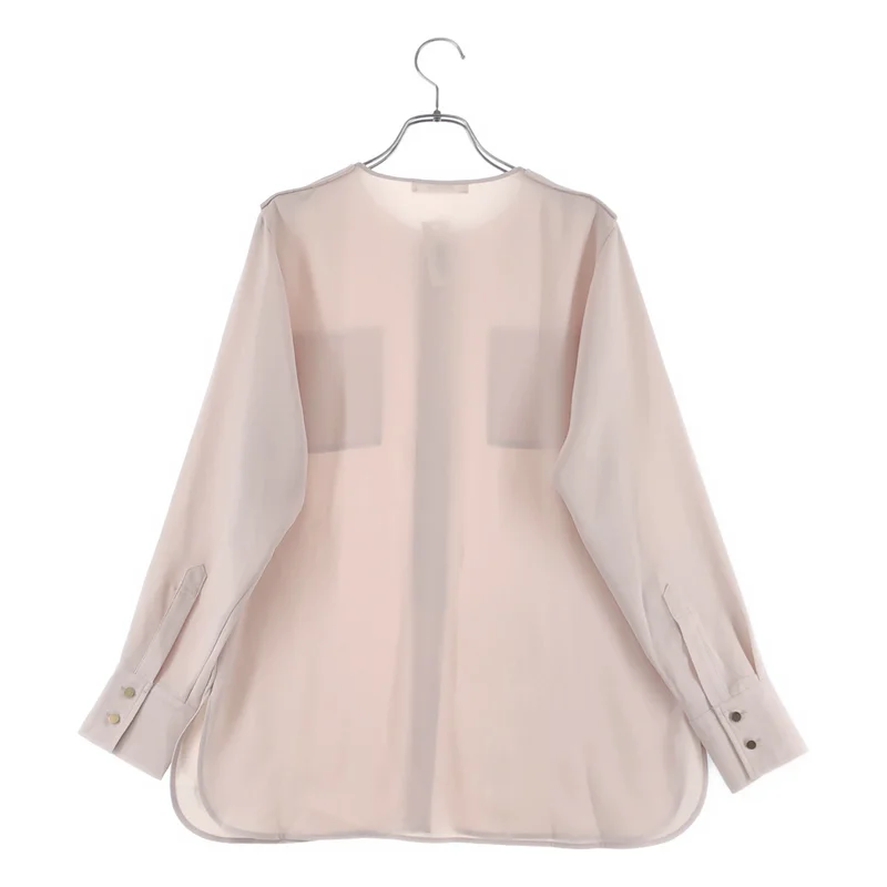 BEIGE， / ベイジ | 金ボタン ノーカラー シャツ ブラウス | 2 | レディース