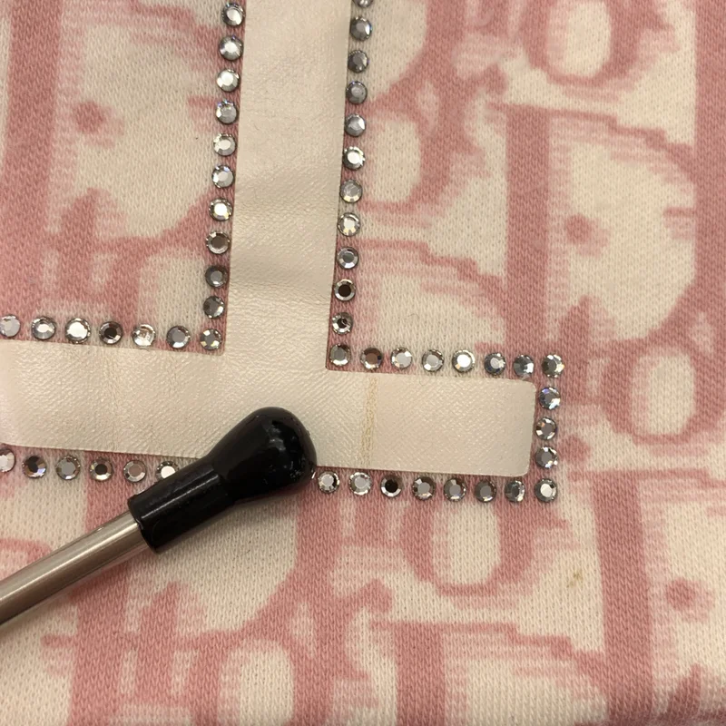 Christian Dior / クリスチャンディオール | トロッター ラインストーン コットン Vネック タンクトップ | 6 | レディース