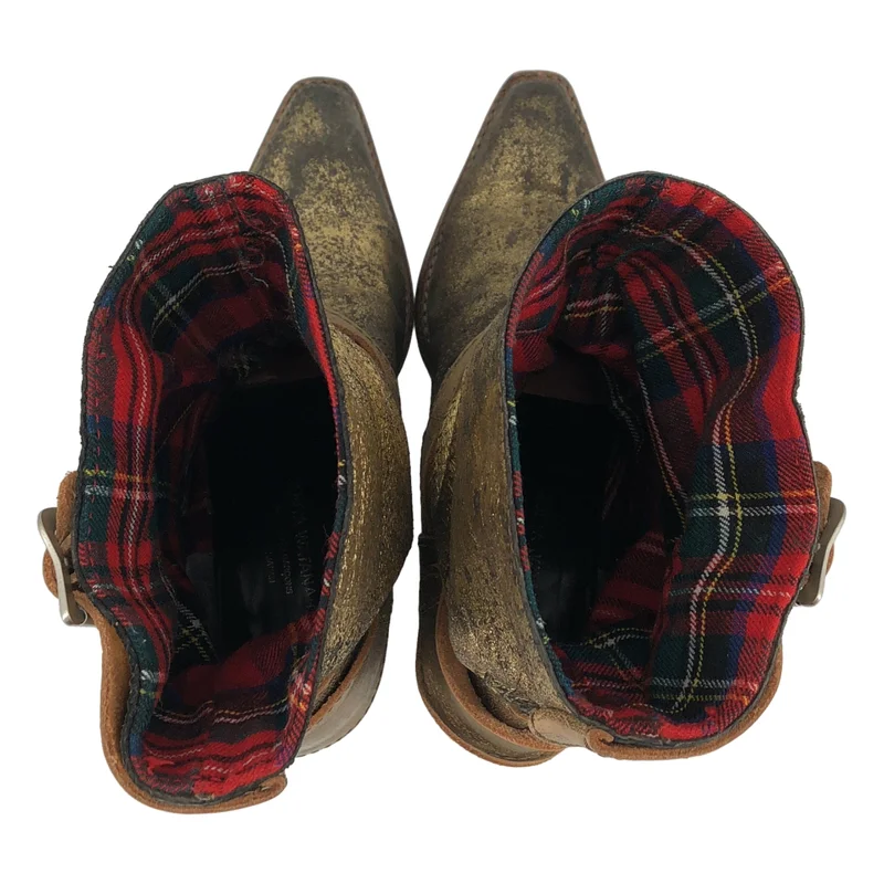JUNYA WATANABE COMME des GARCONS / ジュンヤワタナベ | レザー 裏地チェック ウエスタンブーツ | SS | レディース