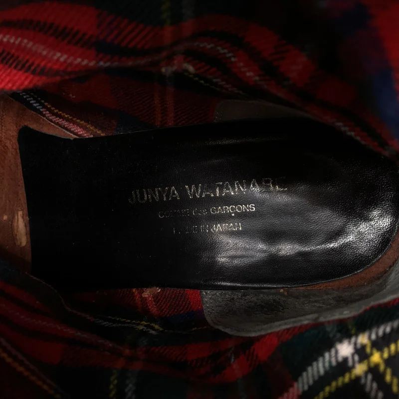 JUNYA WATANABE COMME des GARCONS / ジュンヤワタナベ | レザー 裏地チェック ウエスタンブーツ | SS | レディース