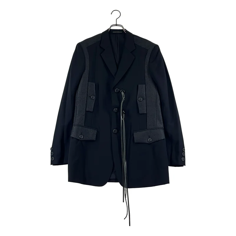 YOHJI YAMAMOTO POUR HOMME / ヨウジヤマモトプールオム | 2022AW | ウールギャバ コーティング加工 切替 3B ロングジャケット | 2 | メンズ