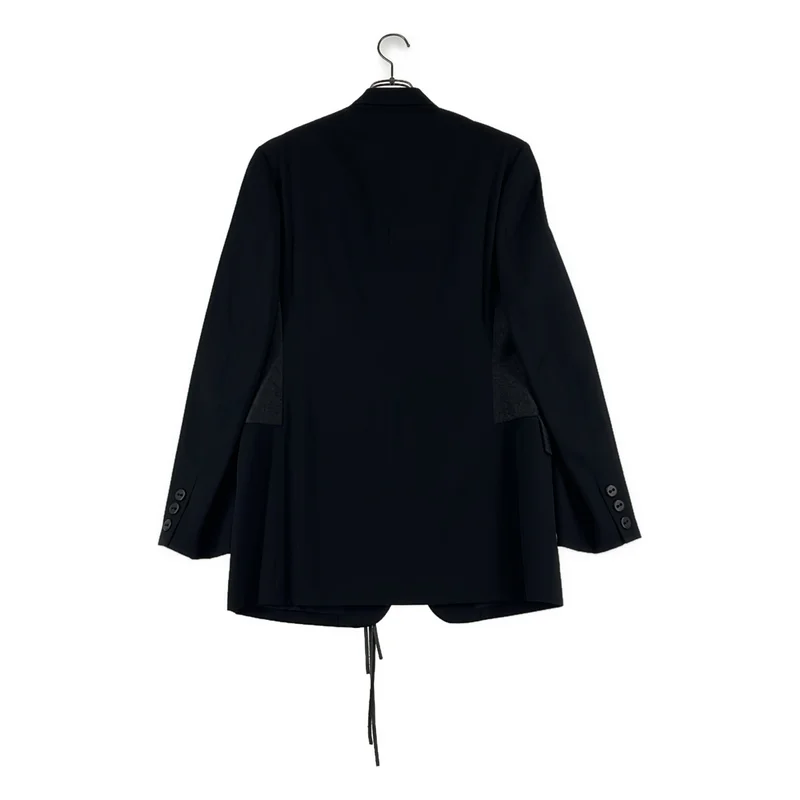 【美品】  YOHJI YAMAMOTO POUR HOMME / ヨウジヤマモトプールオム | 2022AW | ウールギャバ コーティング加工 切替 3B ロングジャケット | 2 | ブラック | メンズ YOHJI YAMAMOTO POUR HOMME / ヨウジヤマモトプールオム | 2022AW