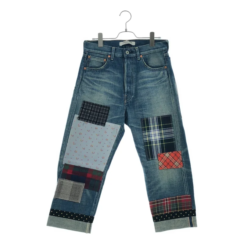 JUNYA WATANABE COMME des GARCONS / ジュンヤワタナベ | 2013AW | パッチワーク ボタンフライ デニムパンツ | XS | インディゴ | メンズ JUNYA WATANABE COMME des GARCONS / ジュンヤワタナベ | 2013AW