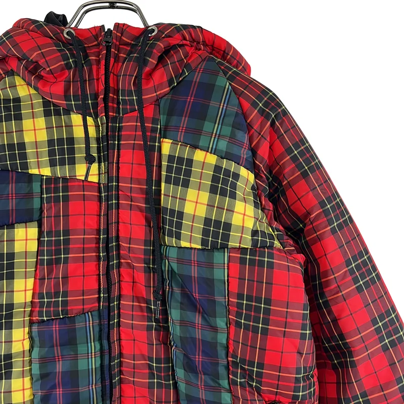 COMME des GARCONS SHIRT / コムデギャルソンシャツ | タータンチェック パッチ 中綿 ジャケット ブルゾン フーディ | XS | レディース