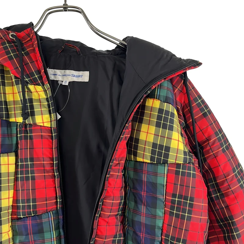 COMME des GARCONS SHIRT / コムデギャルソンシャツ | タータンチェック パッチ 中綿 ジャケット ブルゾン フーディ | XS | レディース