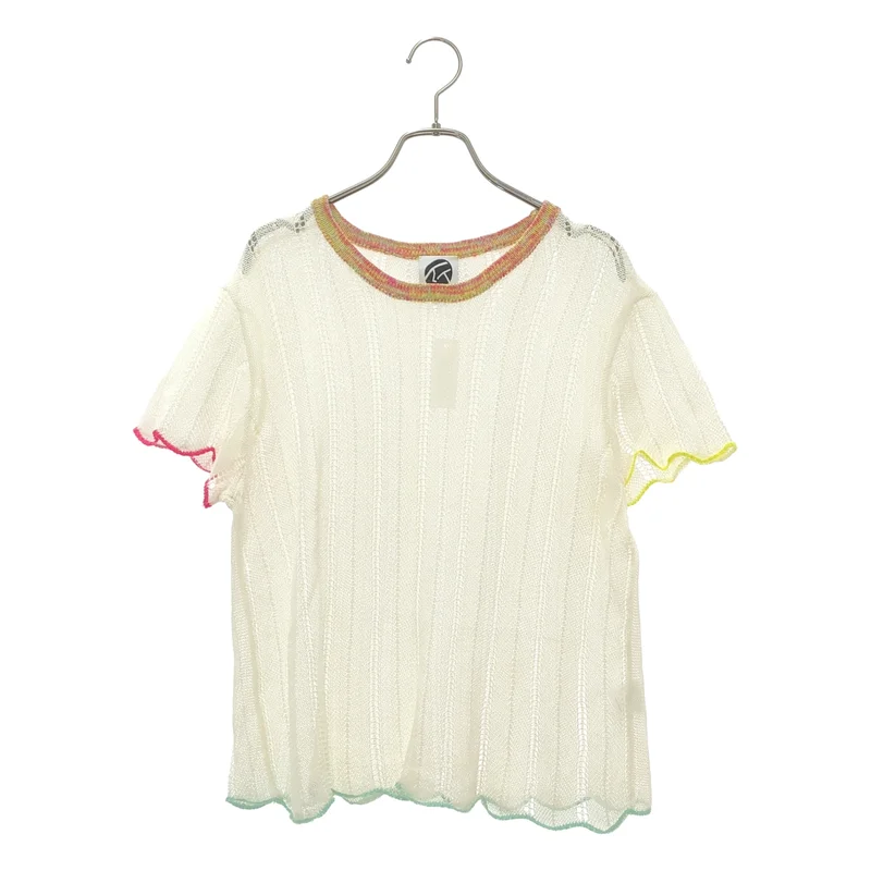 YanYan / ヤンヤン | コットン リネン混 半袖 メッシュニット | L | レディース