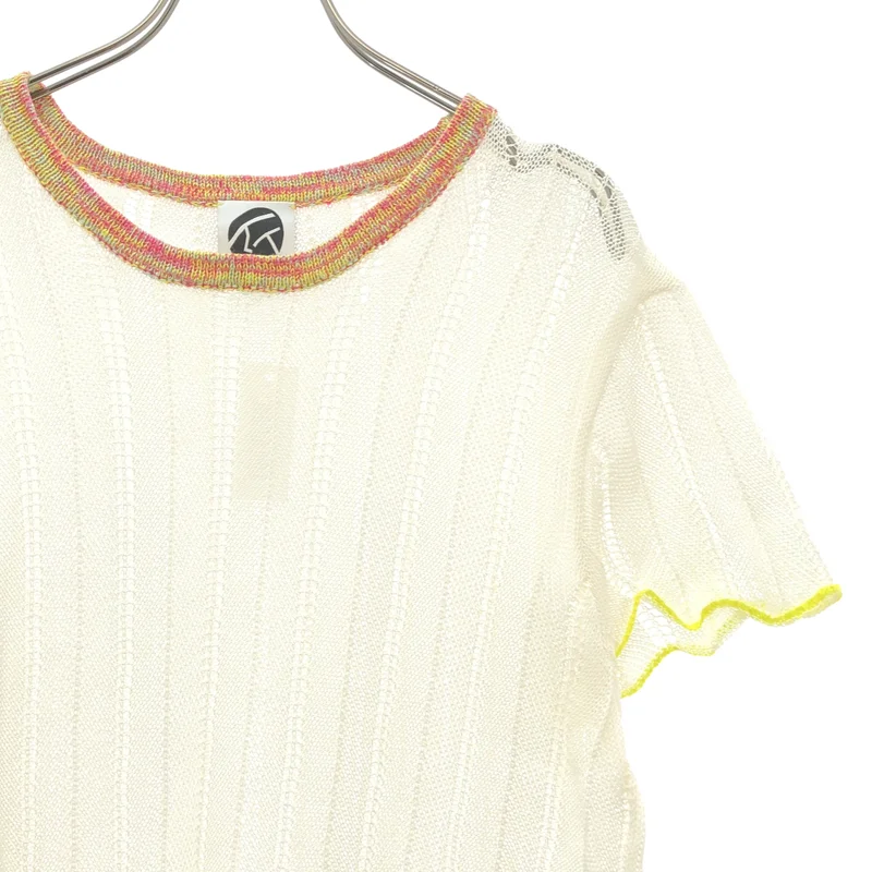 YanYan / ヤンヤン | コットン リネン混 半袖 メッシュニット | L | レディース