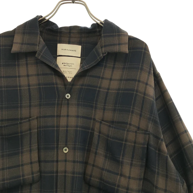 MARKAWARE / マーカウェア | 2023AW | オーガニックウール チェック オープンカラーシャツ | 1 | メンズ