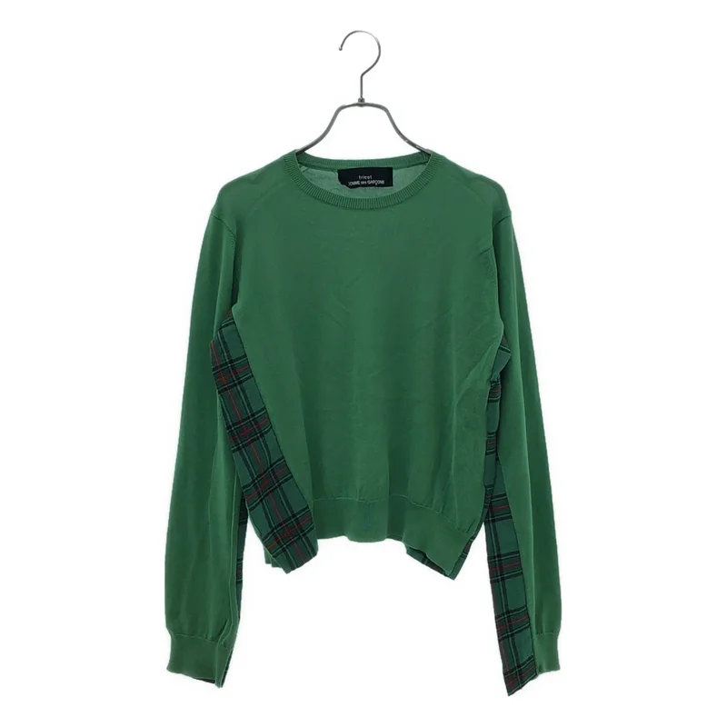 tricot COMME des GARCONS / トリココムデギャルソン | 1996SS | 製品染め コットン チェック 切替 クルーネック ニット |