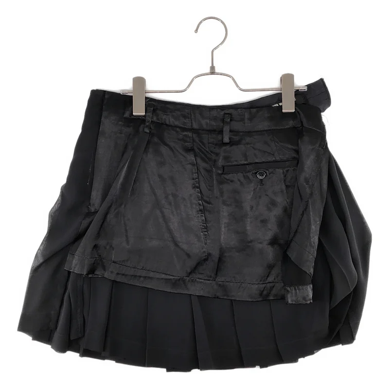 JUNYA WATANABE COMME des GARCONS / ジュンヤワタナベ | 2007AW | レーヨンサテン パンツレイヤード シアープリーツスカート | S | レディース