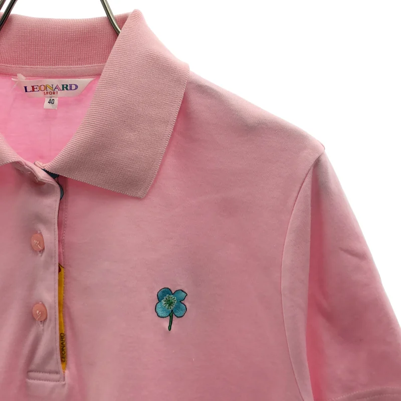 LEONARD / レオナール | コットン フラワー 刺しゅう ポロシャツ | 40 | レディース