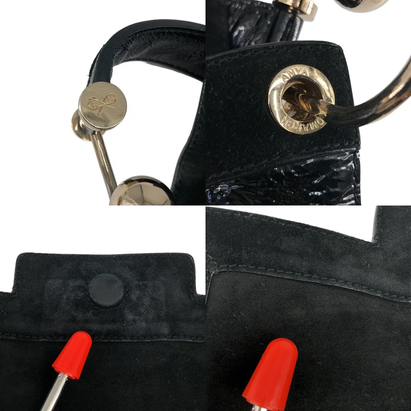 ANYA HINDMARCH / アニヤハインドマーチ | パテントレザー スエードコンビ ハンドバッグ |