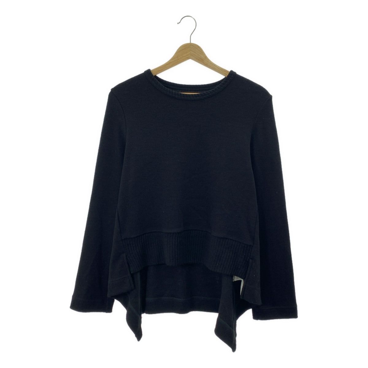 REGULATION Yohji Yamamoto / レギュレーションヨウジヤマモト | ウール バックフレア クルーネックニット | 3 | ブラック | レディース REGULATION Yohji Yamamoto / レギュレーションヨウジヤマモト
