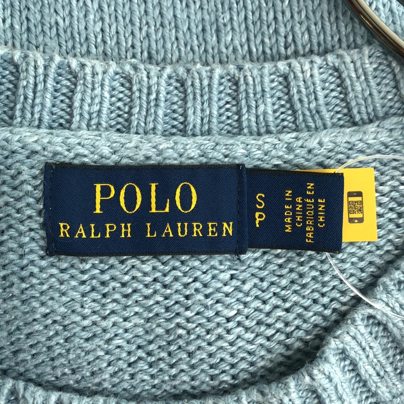 POLO RALPH LAUREN / ポロラルフローレン | ポロベア コットン リネン クルーネック ニット | S | レディース