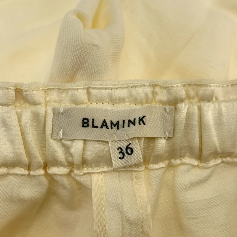 BLAMINK / ブラミンク | リネン シルク ギャザー ストレートパンツ | 36 | レディース