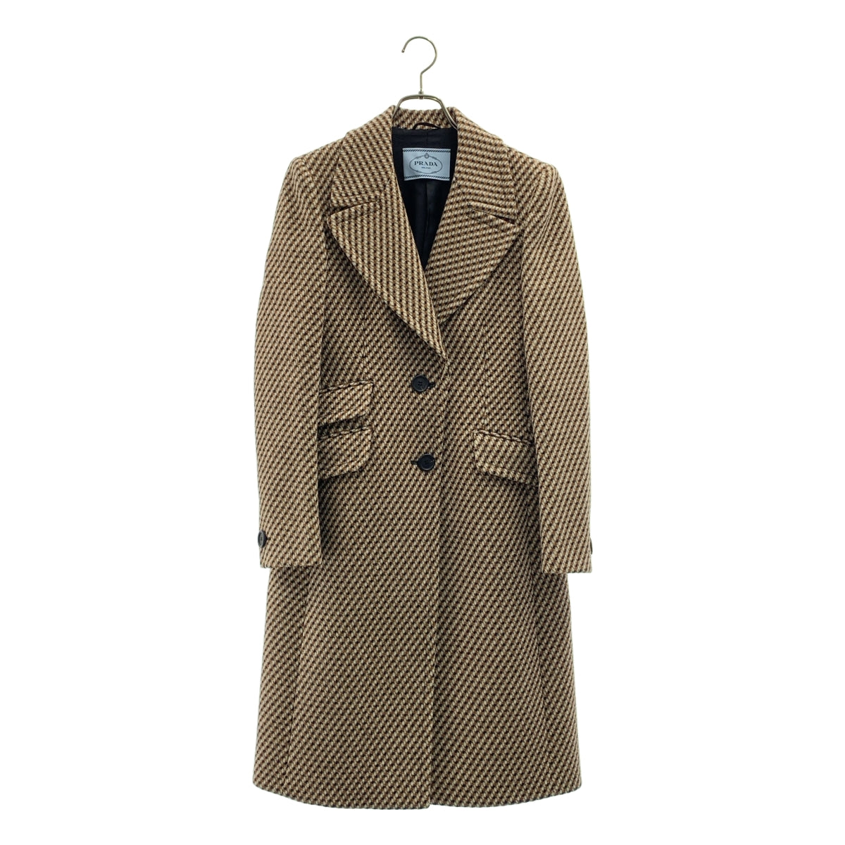 美品】 PRADA / プラダ | ウール 総柄 シングル チェスターコート / 総