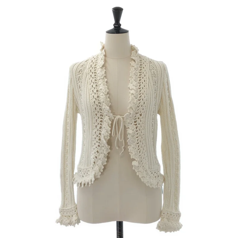 CHANEL / シャネル | レースクロシェ ニットカーディガン | 42 | レディース