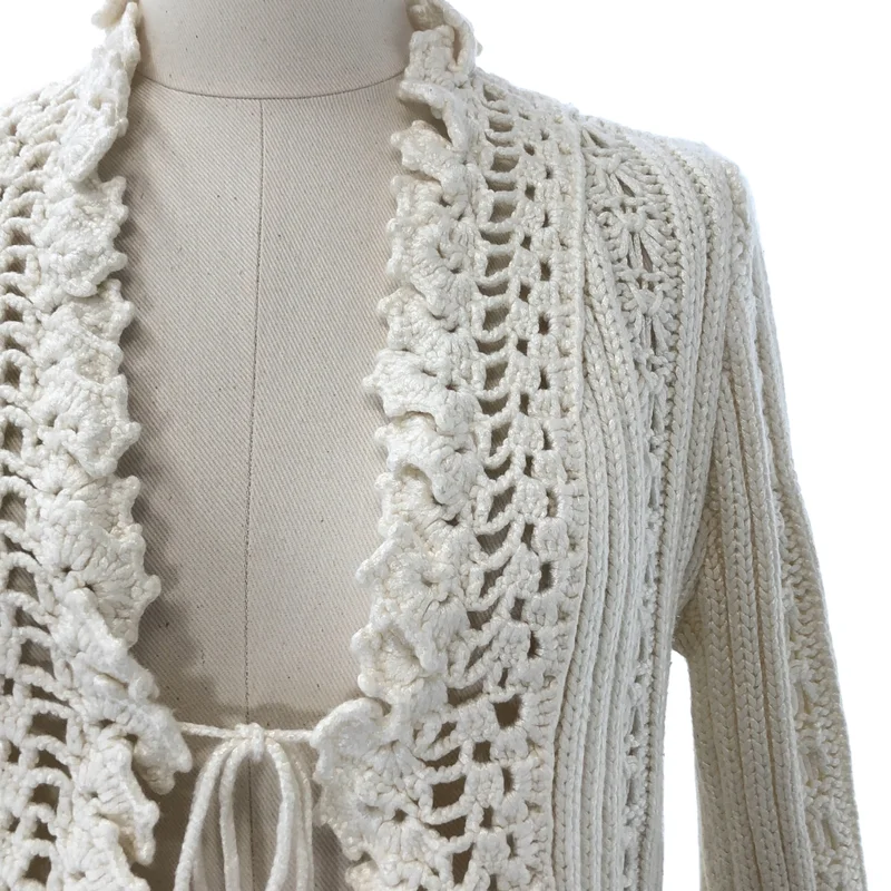 CHANEL / シャネル | レースクロシェ ニットカーディガン | 42 | レディース