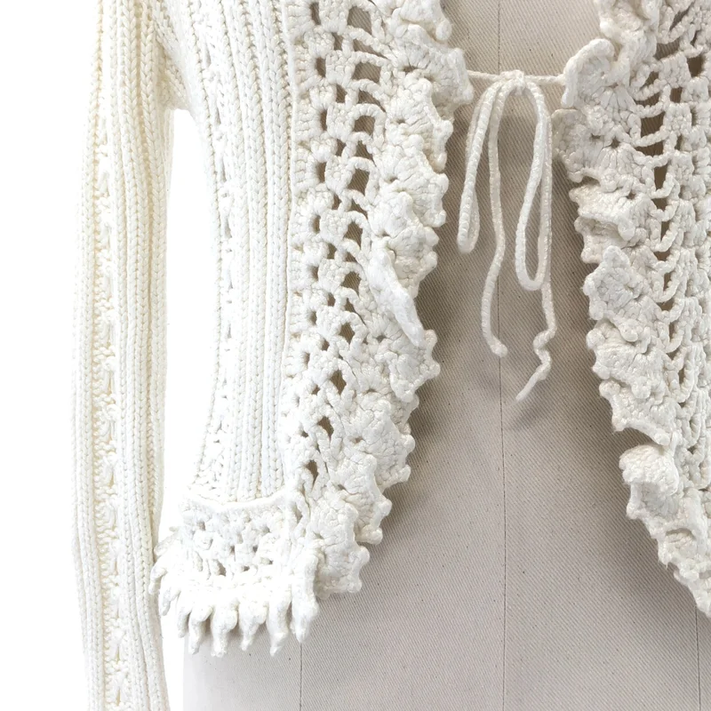 CHANEL / シャネル | レースクロシェ ニットカーディガン | 42 | レディース