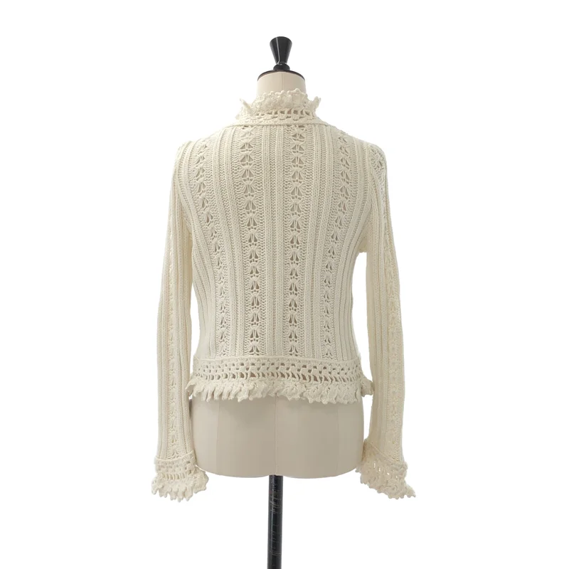 CHANEL / シャネル | レースクロシェ ニットカーディガン | 42 | レディース