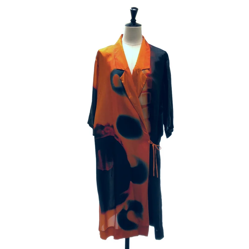 DRIES VAN NOTEN / ドリスヴァンノッテン | 2021SS | × Len Lye / ネオンプリント 半袖 カシュクールワンピース | M | レディース