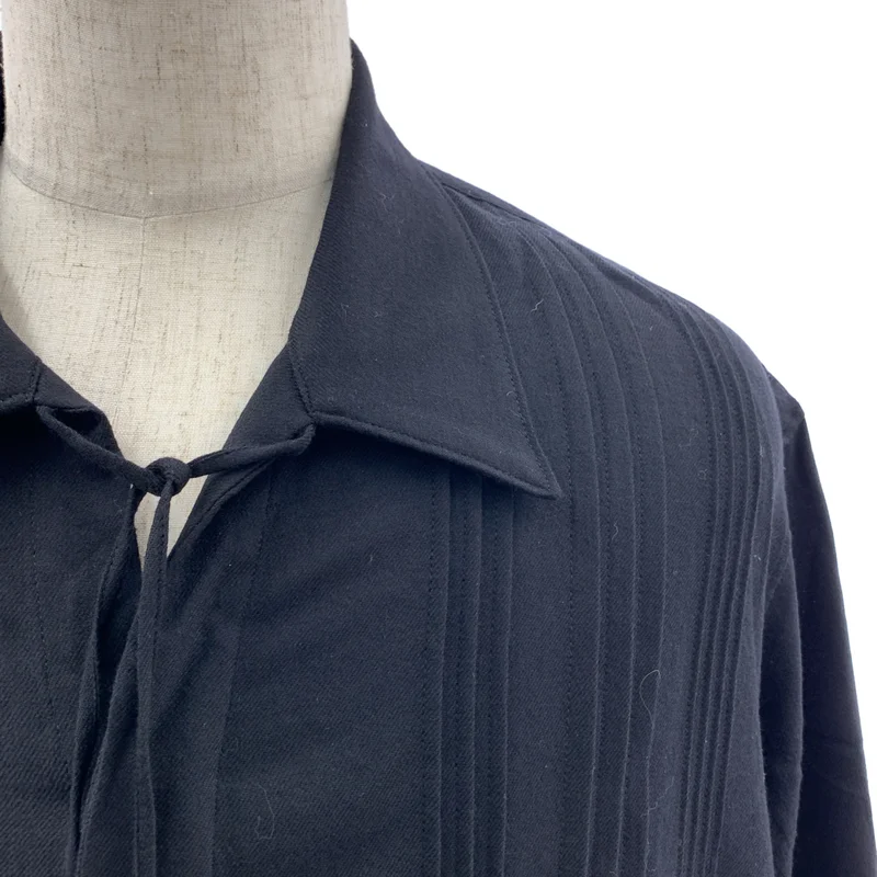 YOHJI YAMAMOTO POUR HOMME / ヨウジヤマモトプールオム | 2022AW | ウール プリーツ 比翼ロングシャツ | 3 | メンズ