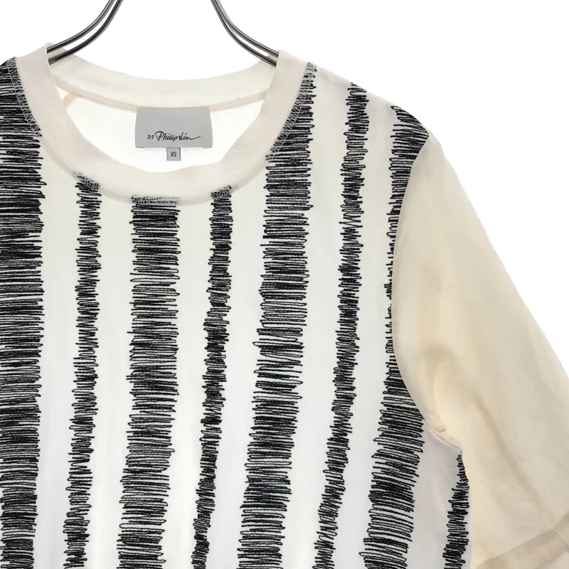 3.1 Phillip Lim / スリーワンフィリップリム | シルクスリーブ ステッチデザインTシャツ | XS | レディース
