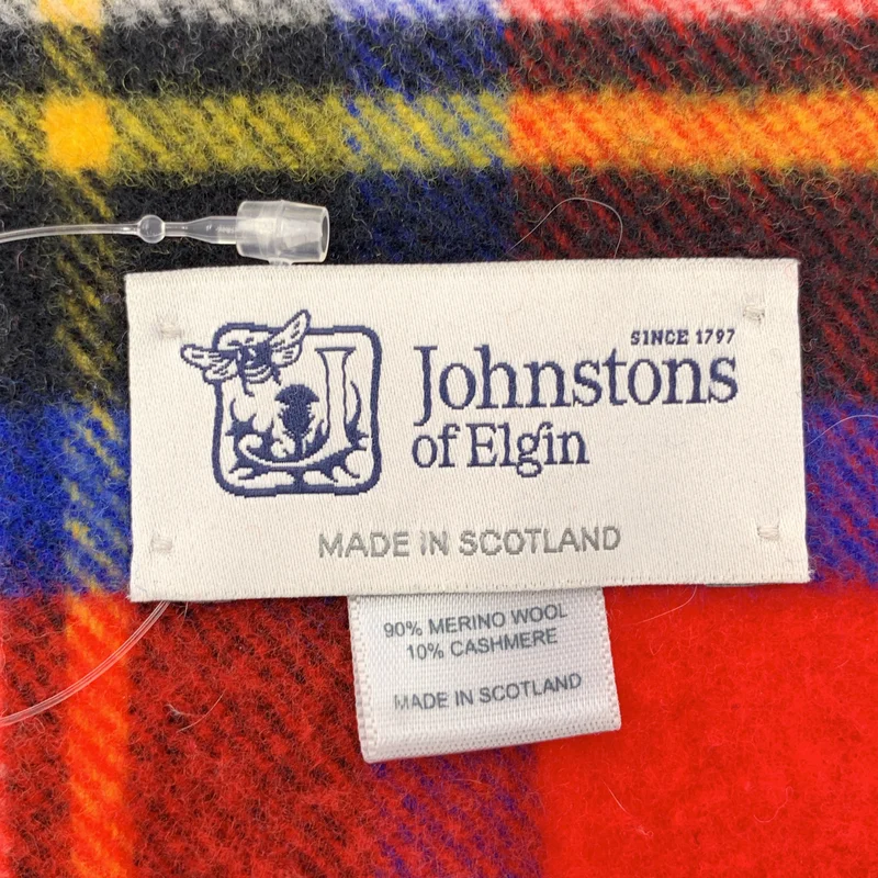 JOHNSTONS OF ELGIN / ジョンストンズオブエルガン | ウール カシミヤ チェック フリンジ ロングストール |