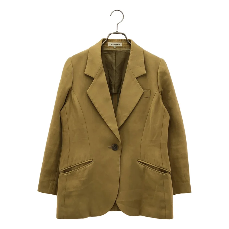 YVES SAINT LAURENT / イヴサンローラン | コットン リネン 1B テーラードジャケット | 36 | レディース