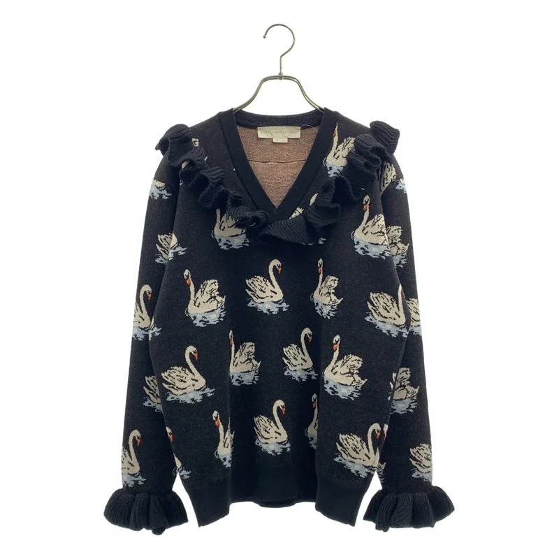 STELLA McCARTNEY / ステラマッカートニー | スワン フリル Vネック ニット | 40 | レディース