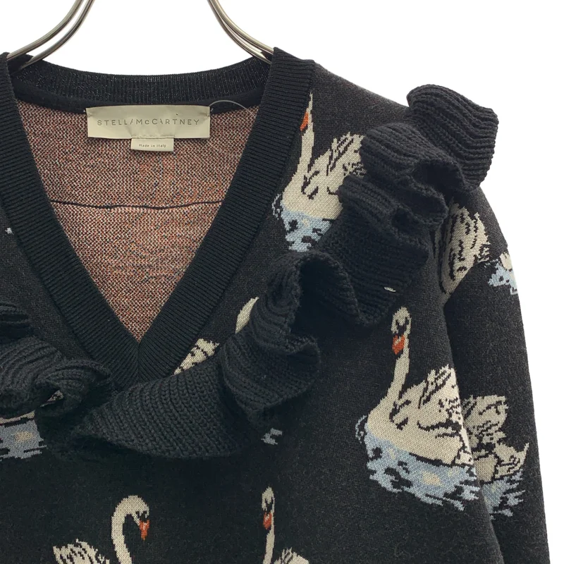 STELLA McCARTNEY / ステラマッカートニー | スワン フリル Vネック ニット | 40 | レディース