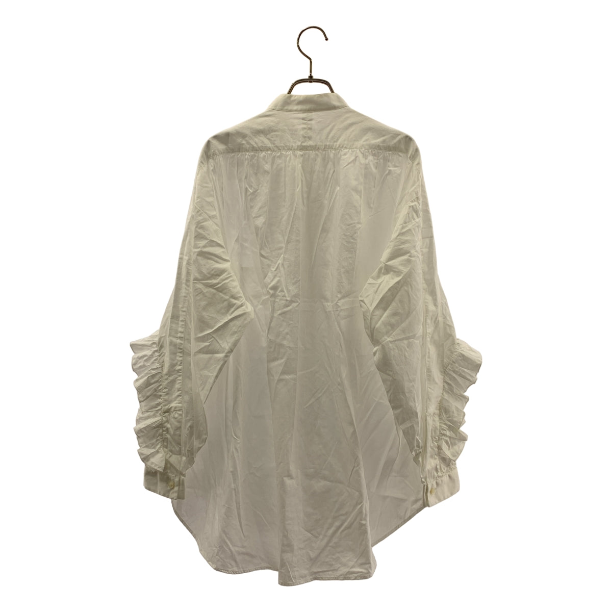 Bourrienne Paris X / ブリエンヌ パリ | コットン フリル バンドカラーシャツ | 36 | ホワイト | レディース BOURRIENNE Paris X(ブーリエンヌ) | コルテージ バンドカラー シャツ