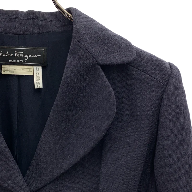 Salvatore Ferragamo / サルヴァトーレフェラガモ | セットアップ スーツ / リネン ヘリンボーン ジャケット / スカート | 40 | レディース