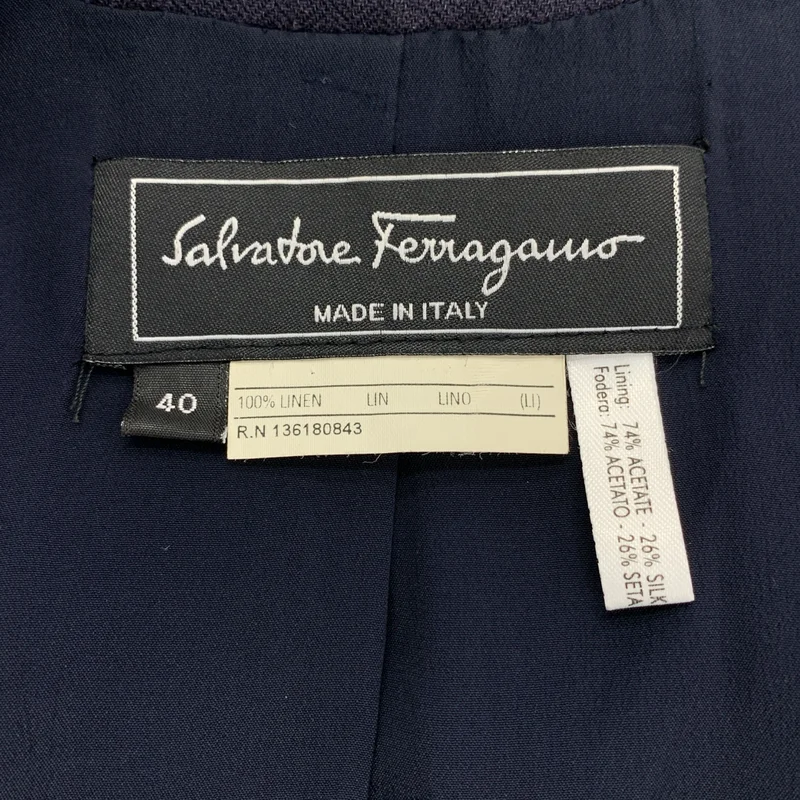 Salvatore Ferragamo / サルヴァトーレフェラガモ | セットアップ スーツ / リネン ヘリンボーン ジャケット / スカート | 40 | レディース