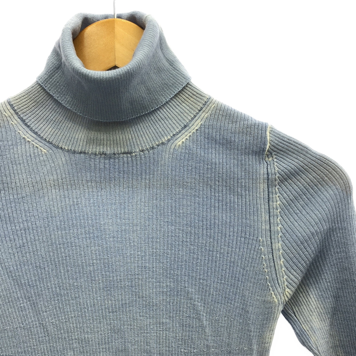 DIESEL - DIESEL / ディーゼル | ハイネック配色リブニット | XS | ブルー | レディース DIESEL / ディーゼル | ハイネック配色リブニット | XS | ブルー