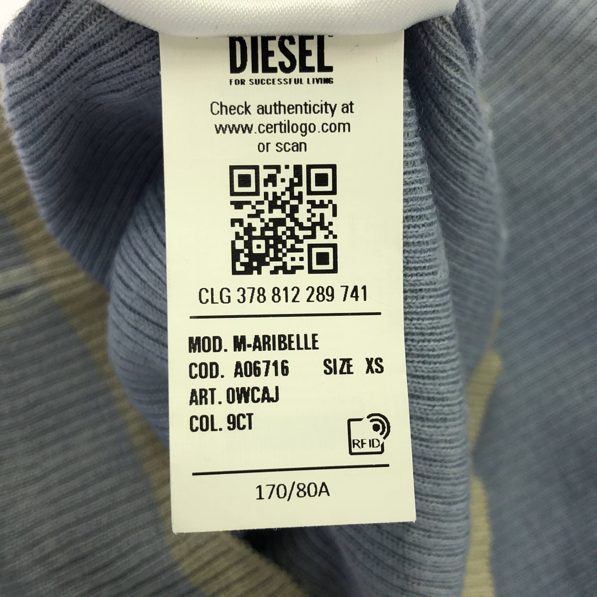 DIESEL / ディーゼル | ハイネック配色リブニット | XS | ブルー