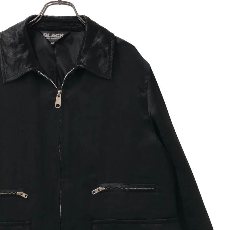BLACK COMME des GARCONS / ブラックコムデギャルソン | 2025SS | アセテート サテン リバーシブル ジップアップ フリルブルゾン | M | メンズ