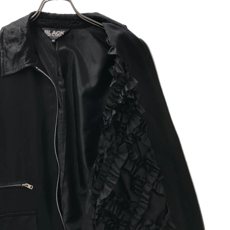 BLACK COMME des GARCONS / ブラックコムデギャルソン | 2025SS | アセテート サテン リバーシブル ジップアップ フリルブルゾン | M | メンズ