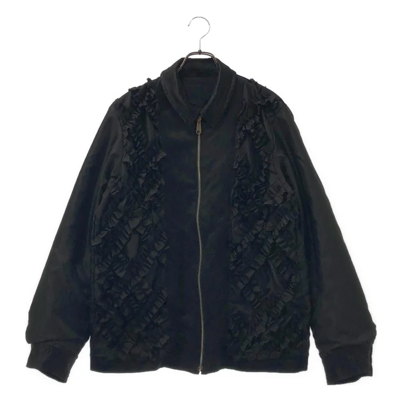 BLACK COMME des GARCONS / ブラックコムデギャルソン | 2025SS | アセテート サテン リバーシブル ジップアップ フリルブルゾン | M | メンズ