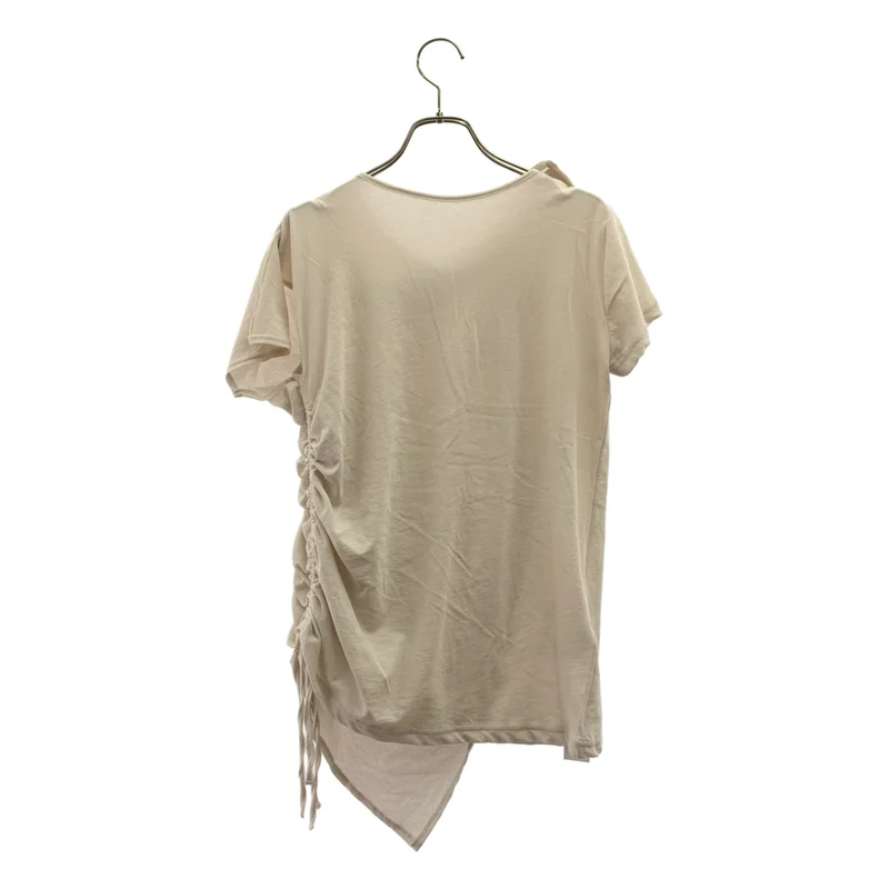 Yohji Yamamoto FEMME / ヨウジヤマモトファム | 2024AW | コットン サイドギャザー アシンメトリーTシャツ | 2 | レディース