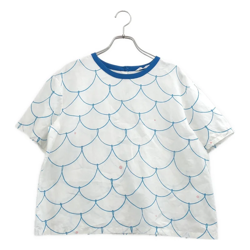 mina perhonen / ミナペルホネン | 2024SS | loysa リネン プリント クルーネック カットソー | 38 | レディース